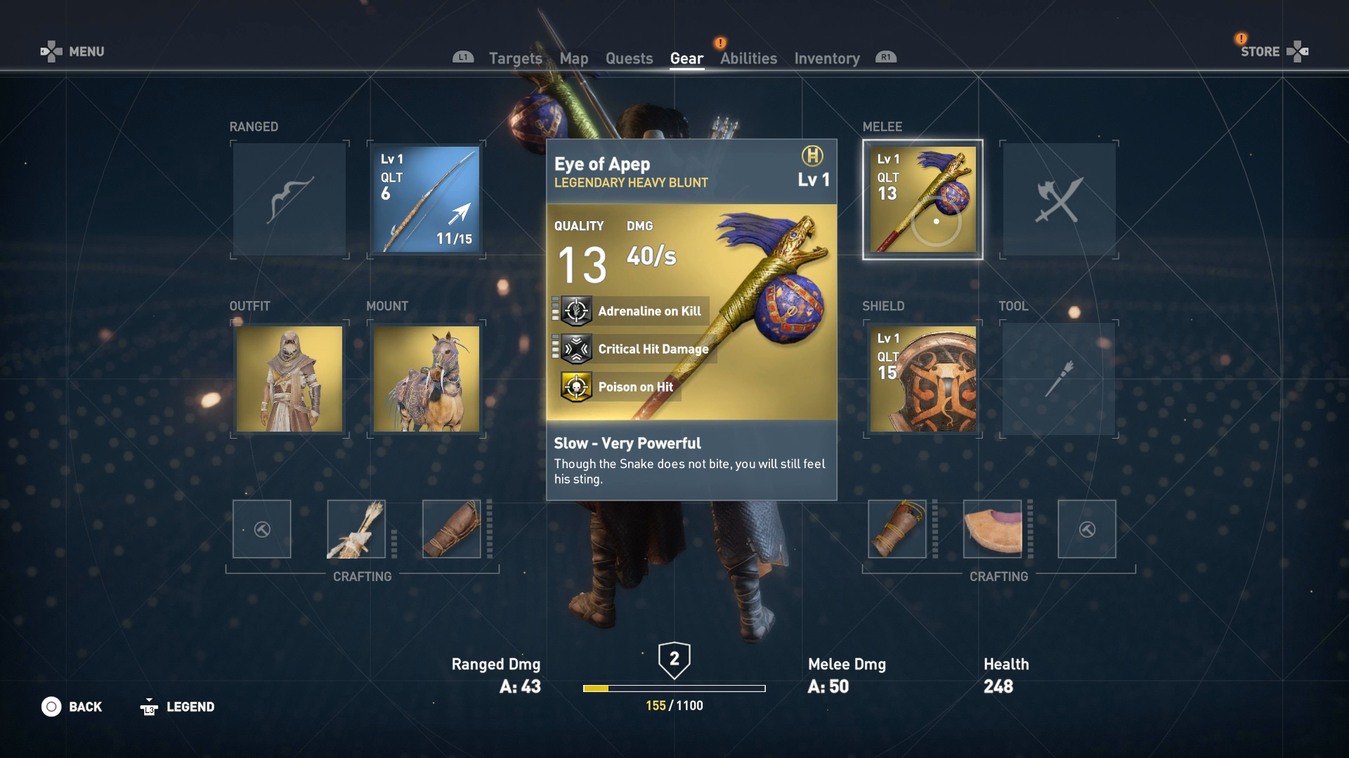 Assassin's Creed Origins weapons how cursed and legendary weapons